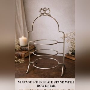 Vintage 3-Tier Silver Plate Stand with Bow Detail